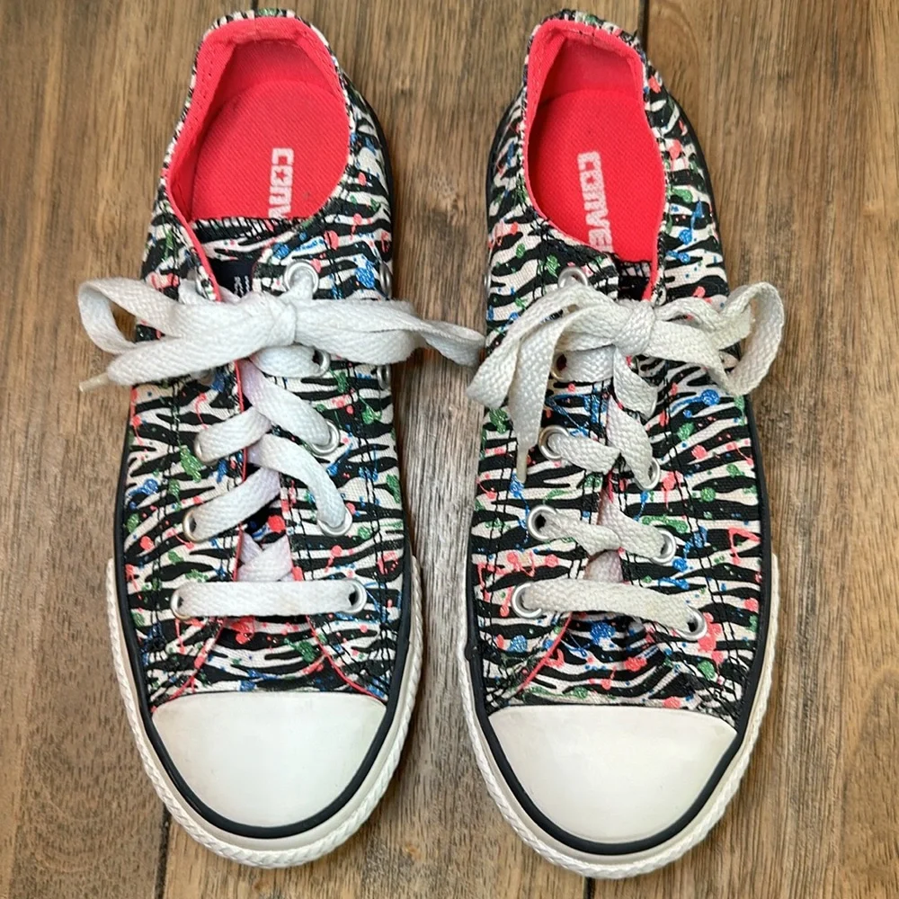 Converse Chuck Taylor Paint Splatter Glitter Zebra All Star Junior's Ox Low Top